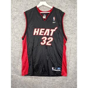 Shaquille O'Neal Miami Heat Reebok Jersey Black Mens Large NBA LSU Hall Of Fame